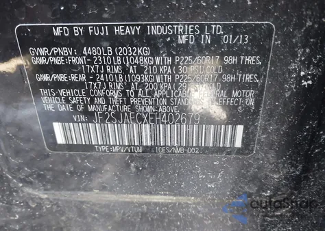 2014 Subaru Forester 2.5I Premium z USA, uszkodzony, nr VIN JF2SJAECXEH402679